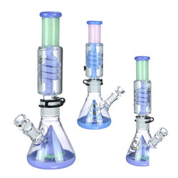 Dragon Glass Water Pipe 2 Piece Beaker Base Design With Pyramid Perc - 903 Grams - 13 Inches - Assorted Colors [DGC-170]