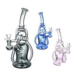 Dragon Glass Water Pipe With Matrix Perc + Full Color Body + Donut Perc & Slightly Bent Neck - 467 Grams - 11 Inches  [DGD-116]
