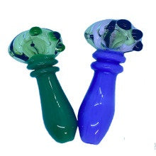 Glass Spoon With Premium American Color Double Rim Line Head - 4.5 Inches - 218 Grams  [SR43]