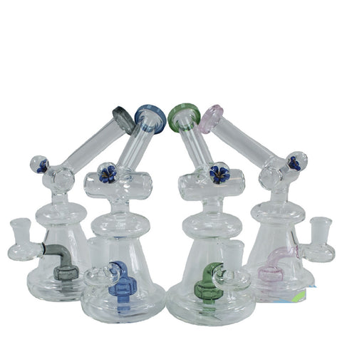 Glass Water Pipe Custom Beaker Design With Tire Perc - 8 Inches - LZ-069