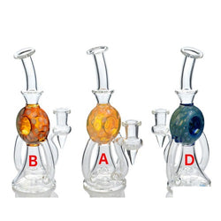 Glass Water Pipe Donut Dual Chamber Recycler Design With Disc Perc - 200 Grams - 8 Inches  [KR368]