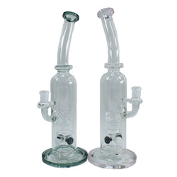 Glass Water Pipe With Unique Button Perc - 13.25 Inches - LZ-094