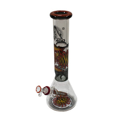 T'attoo USA Glass Water Pipe Flame Design With Diffused Downstem - 14 Inches - C979899